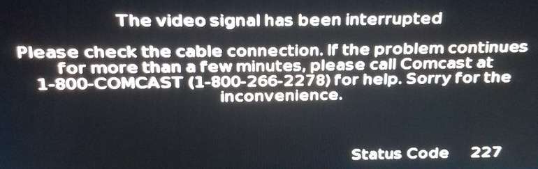 Comcast Status Code 227