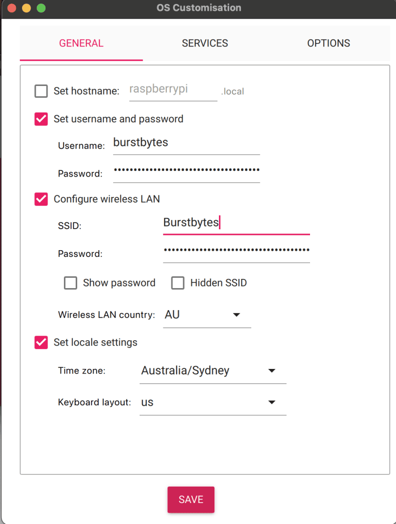 Customisation Window 1