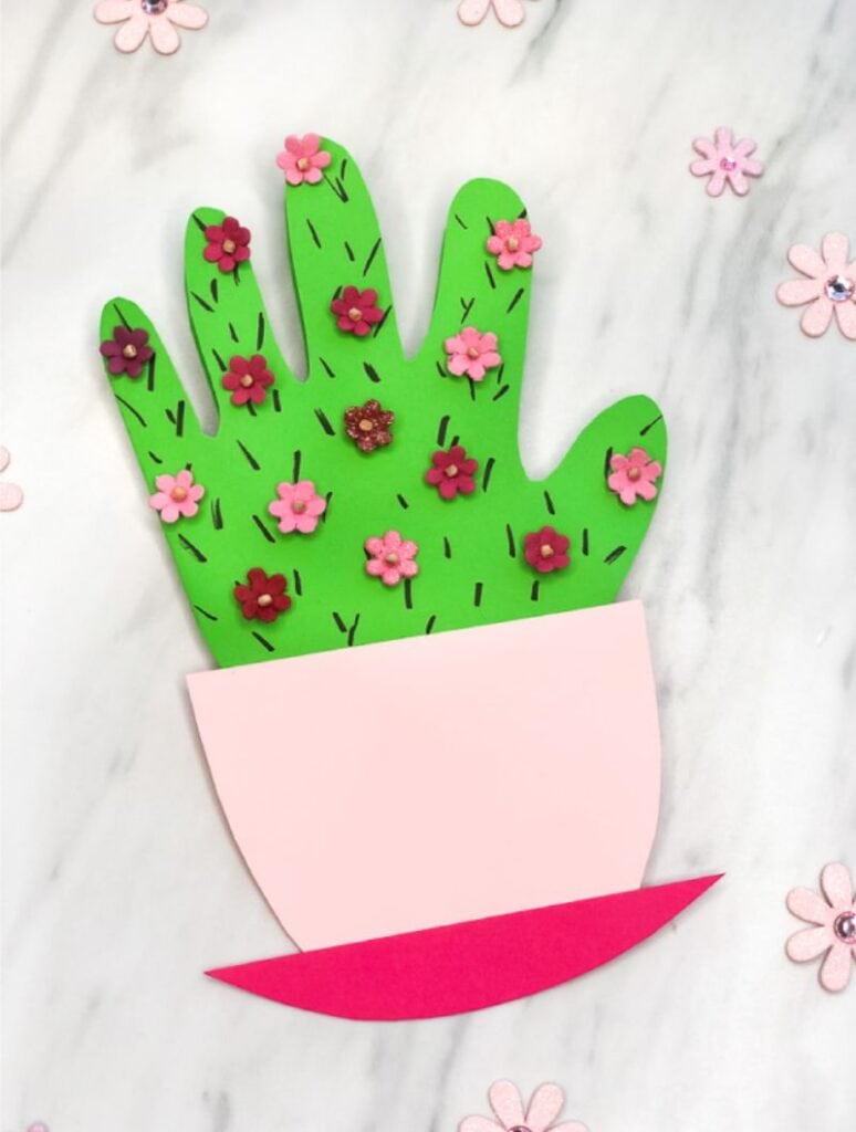 cactus handprint Mother's Day card
