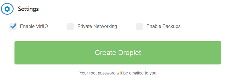 DigitalOcean create droplet
