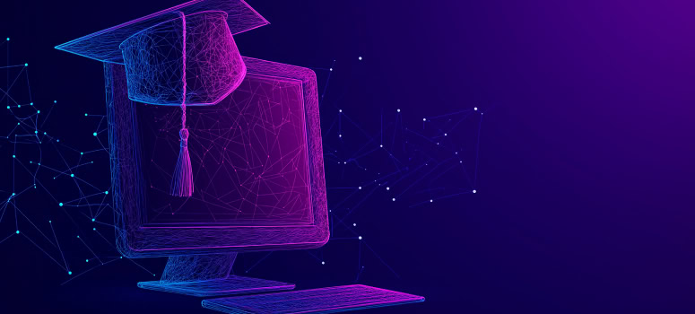 Computer with graduation cap