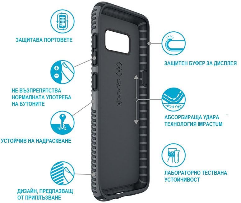 Протектор Speck за Samsung Galaxy S8+, Удароустойчив, Grip - 8