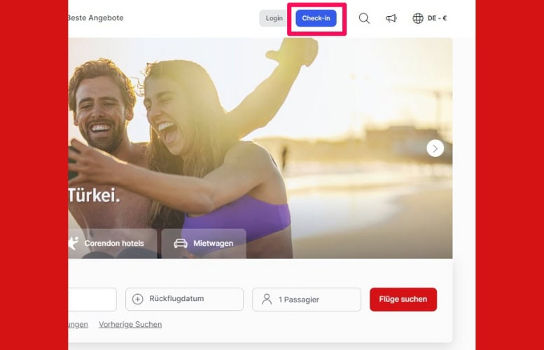 Check-in wählen