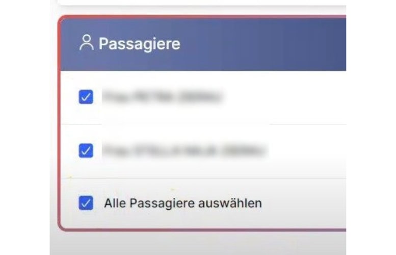 Passagiere auswählen