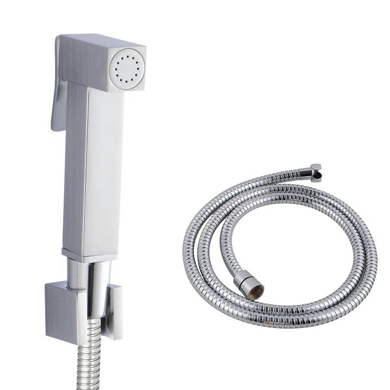 Square Chrome Toilet Bidet Spray Kit with 1.2m PVC Hose