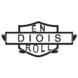 Logo EnDioisRoll style écusson rock avec pattes de mouton stylisées, marque de t-shirts humour et terroir de la Drôme. Createur dromois