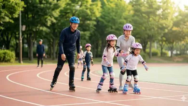 혼자 천천히 직진 연습을 하는 아이