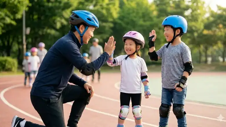처음 배우는 아이와 자신감 있게 타는 아이 비교