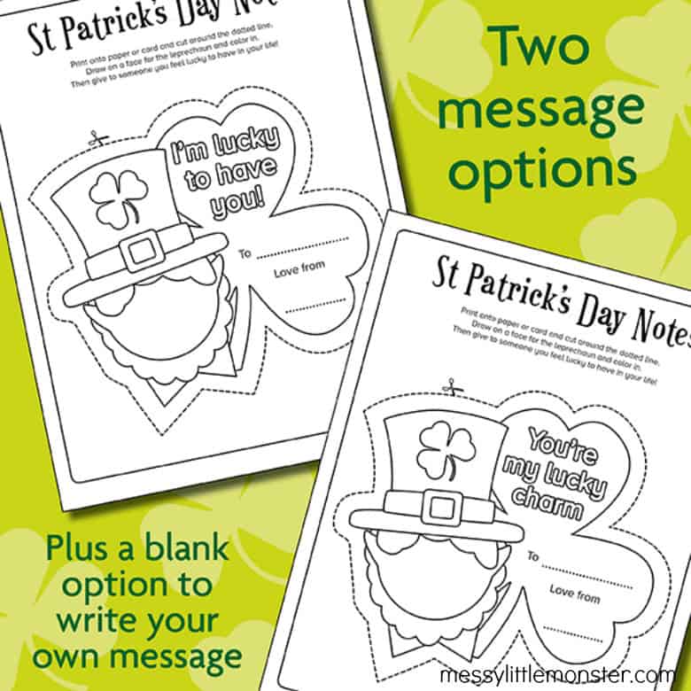 St. Patrick's day printable notes