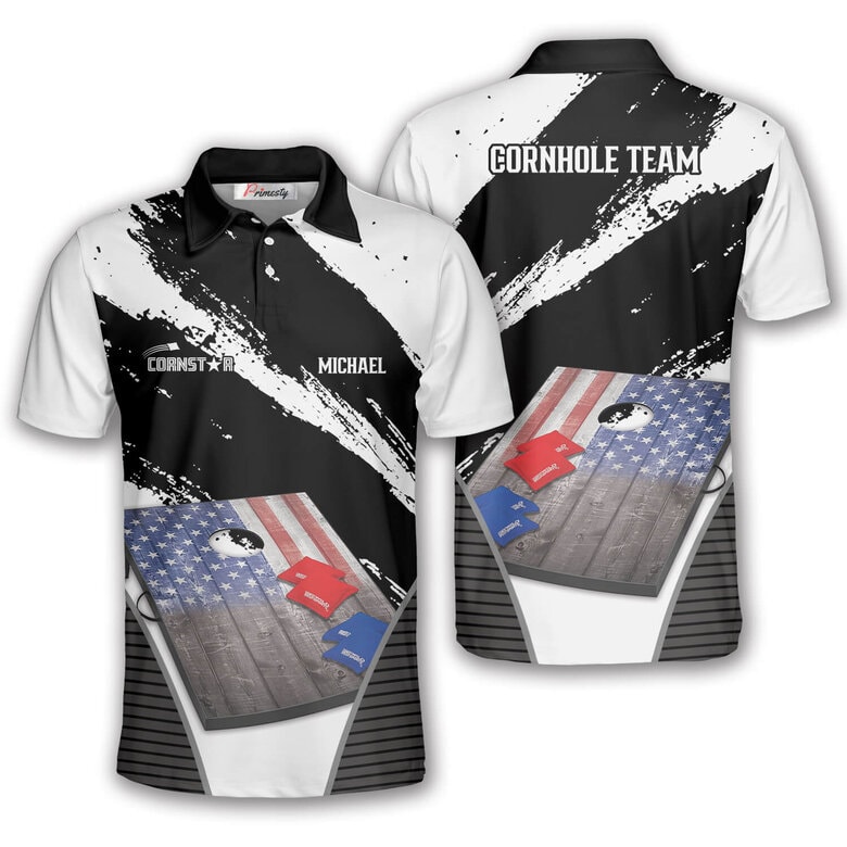 Black White Grunge Custom Cornhole Shirt for Men
