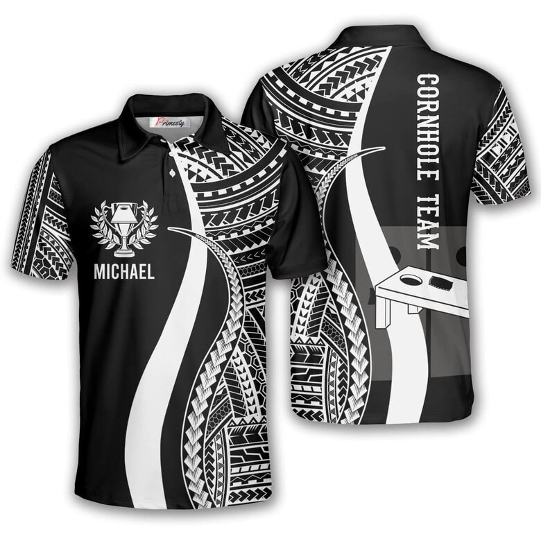 Custom Tribal Pattern Cornhole Polo Shirt for Men