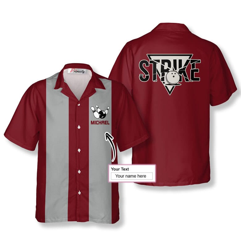 Strike Badges 1950s Custom Bowling Hawaiian Shirt - Image 4