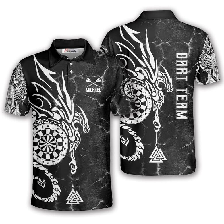 Viking Runes Custom Darts Shirt for Men - Black White