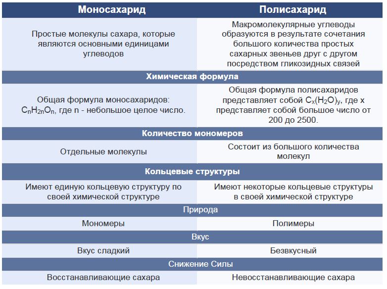 В чем разница между Моносахаридом и Полисахаридом