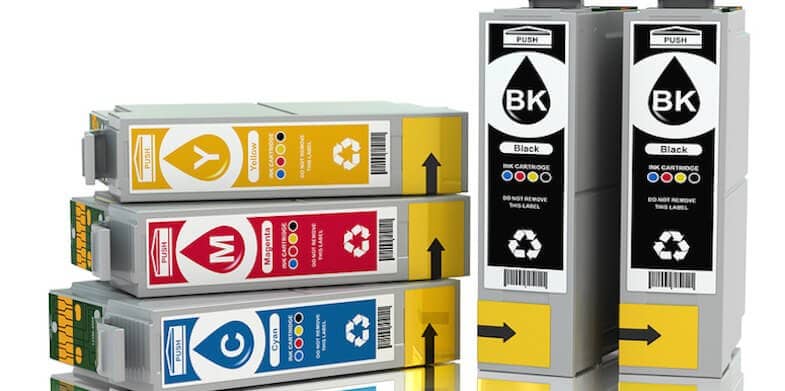 CMYK. Cartridges for colour inkjet printer. 3d