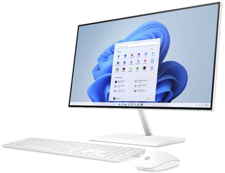 Ordinateur all-in-one blanc.