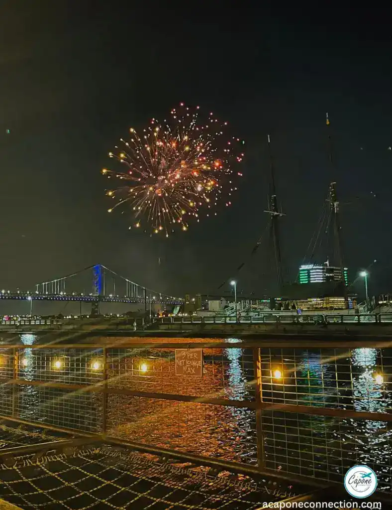 Fireworks over Ben Franklin Bridge in Philadelphia