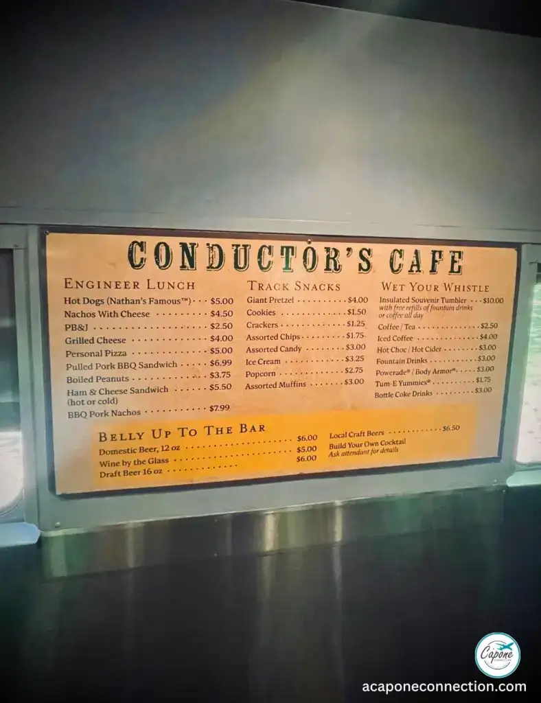 Bryson City Train Menu