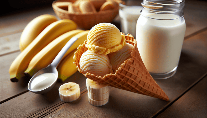 Sorvete de banana com leite