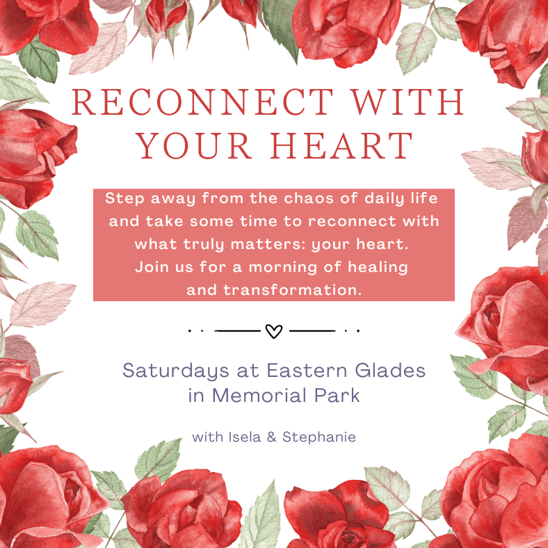 Reconnect with your heart by joining Soulstice Living's healing mornings; a peaceful sanctuary for emotional and spiritual renewal in Memorial Park, Eastern Glades every Saturday.