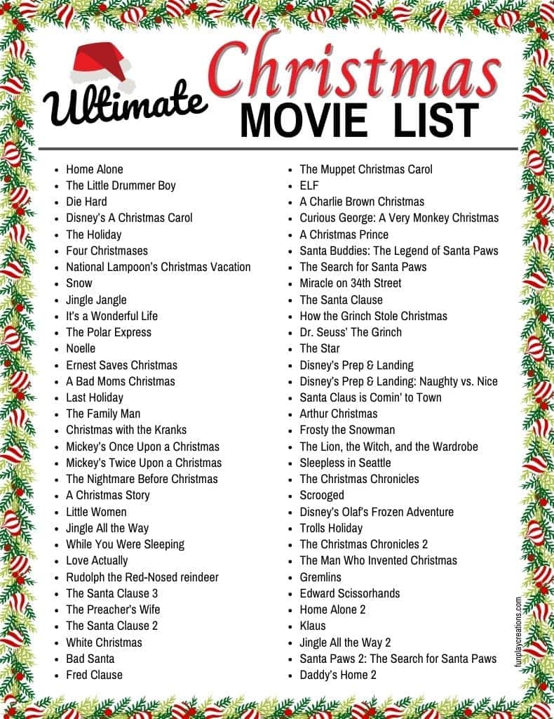 Printable Christmas Movie List
