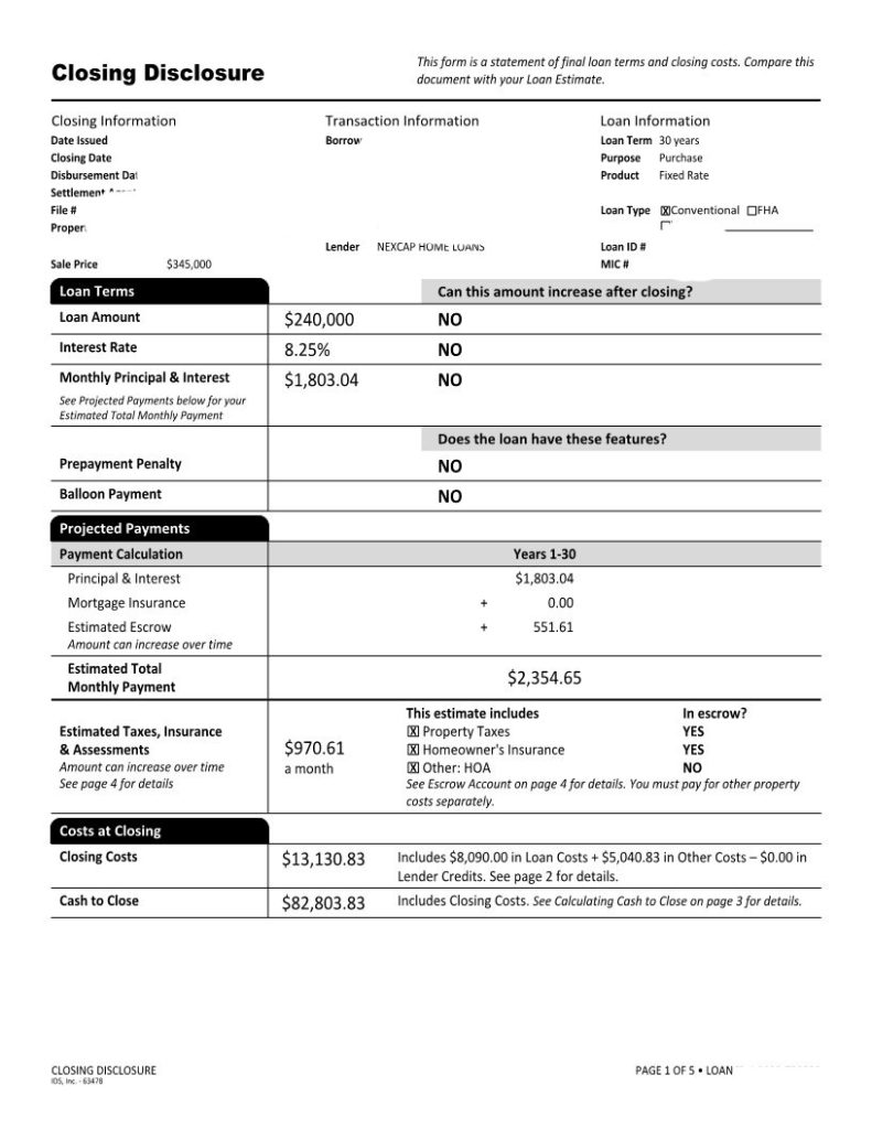 모기지 수수료 mortgageformyhome cd1