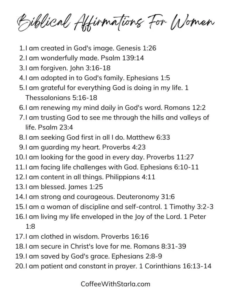 30 Powerful Biblical Affirmations For Women Coffee With Starla