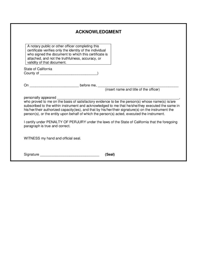 notary acknowledgment - La Jolla Mobile Notary