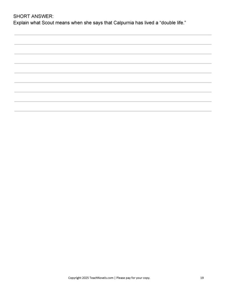 TO KILL A MOCKINGBIRD questions and answers by chapter in PDF format.