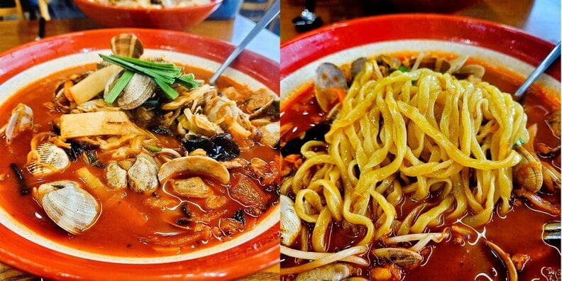 해산물 토핑과 불향 국물이 돋보이는 평택 왕배짬뽕 한 그릇 전체샷