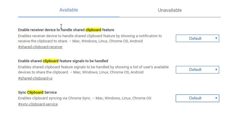 Chrome-shared-clipboard-flags