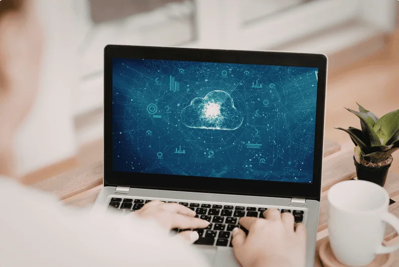 Student exploring AI and cloud technology concepts on a laptop, reflecting flexible online learning at Asra Hub