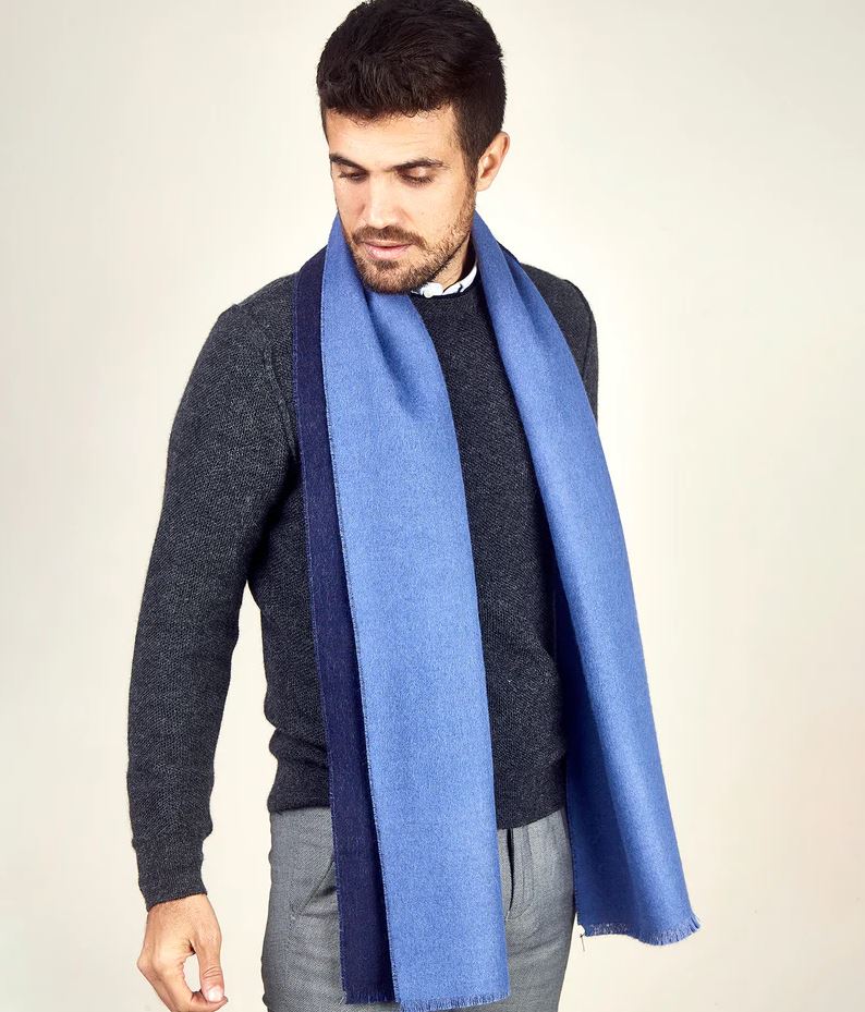 Echarpe Sol Alpaca Double Face Bleu Violet en baby alpaga