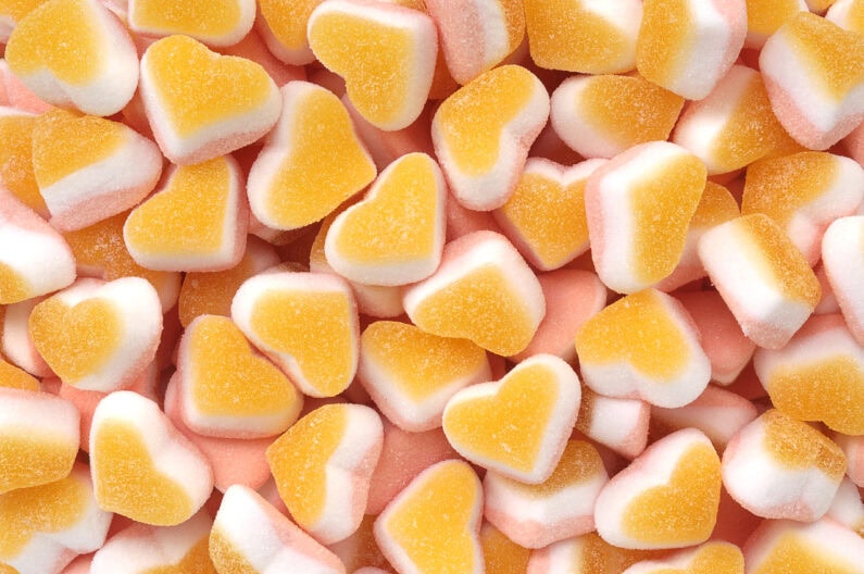 gummy candies in the shape of a heart