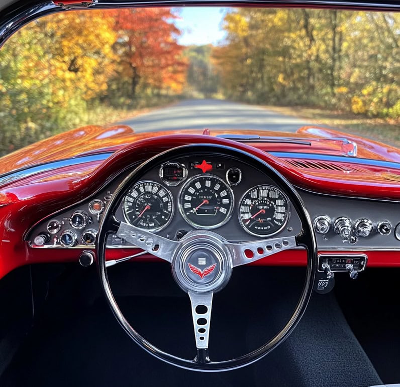katyseosolutions corvette dasboard with red light on