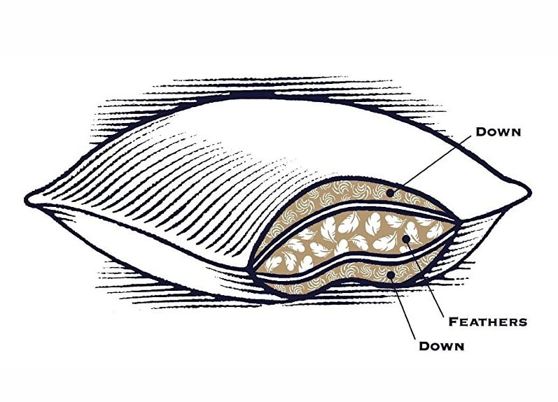 a cross-section of a chamber pillow