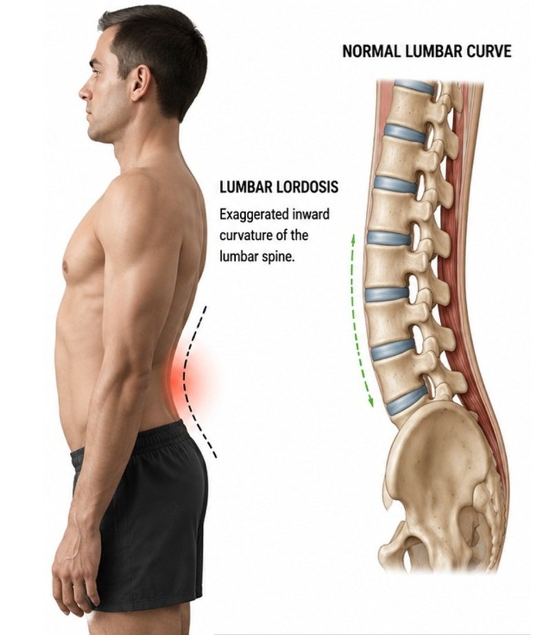 image-shows-normal-spine, where as patient showing lumbar lordosis