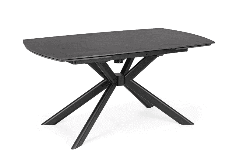Tavolo allungabile Janika nero, superficie in legno, struttura robusta.