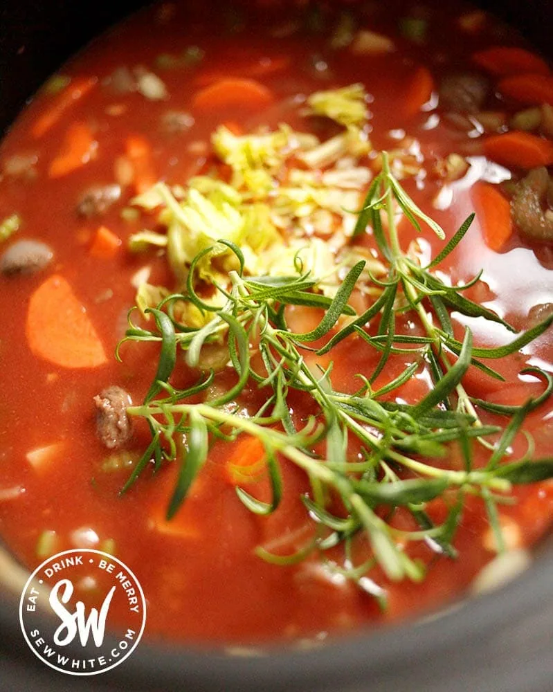 Slow Cooker Sausage Stew with fresh rosemary