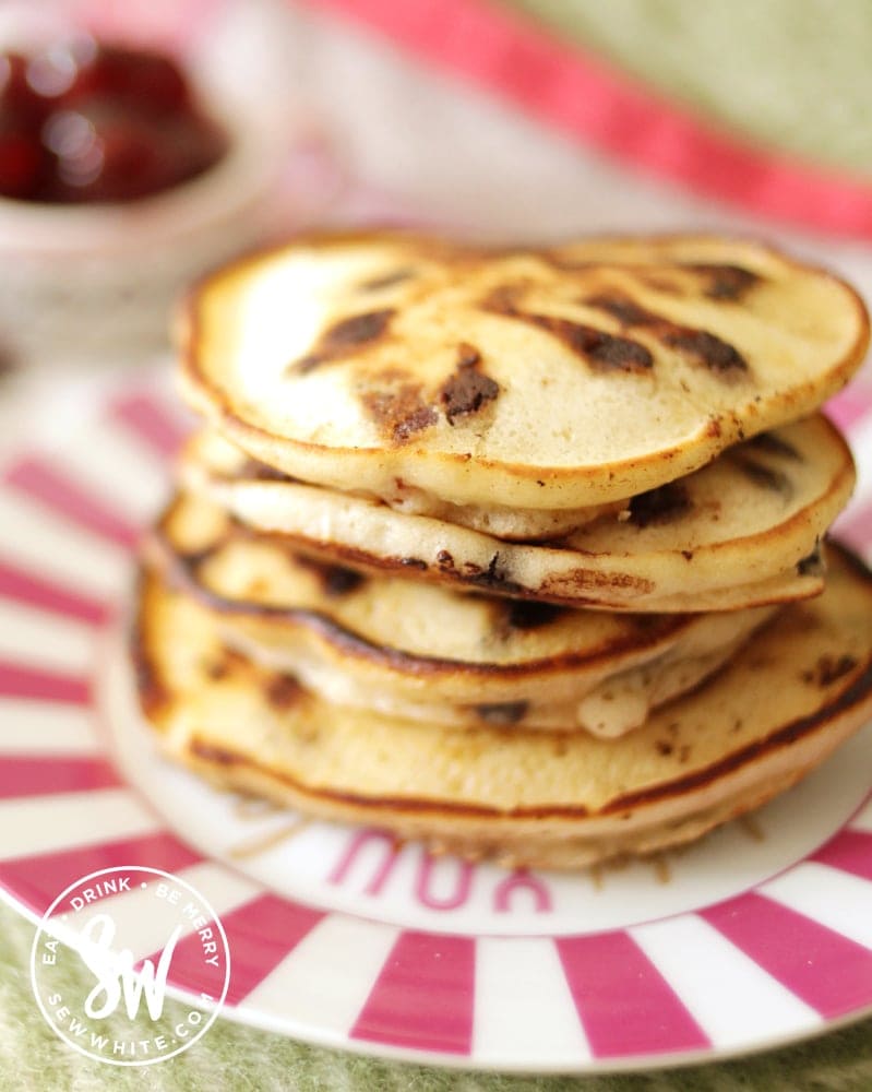 pancakes with chocolate and cherry filling for pancake day. 