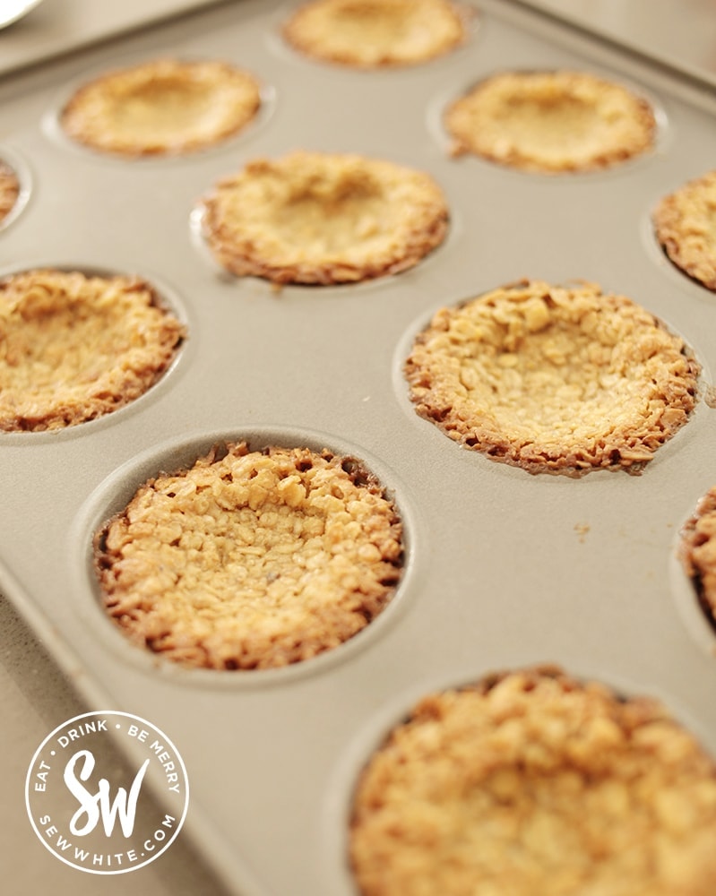 flapjacks in a cupcake tin to make Easter nests