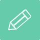 Green icon of a pencil on a rounded square background