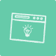 Green icon of a browser window with a lightbulb inside