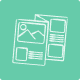 Green icon of an image gallery on a rounded square background