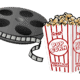 Film reel png sticker, popcorn