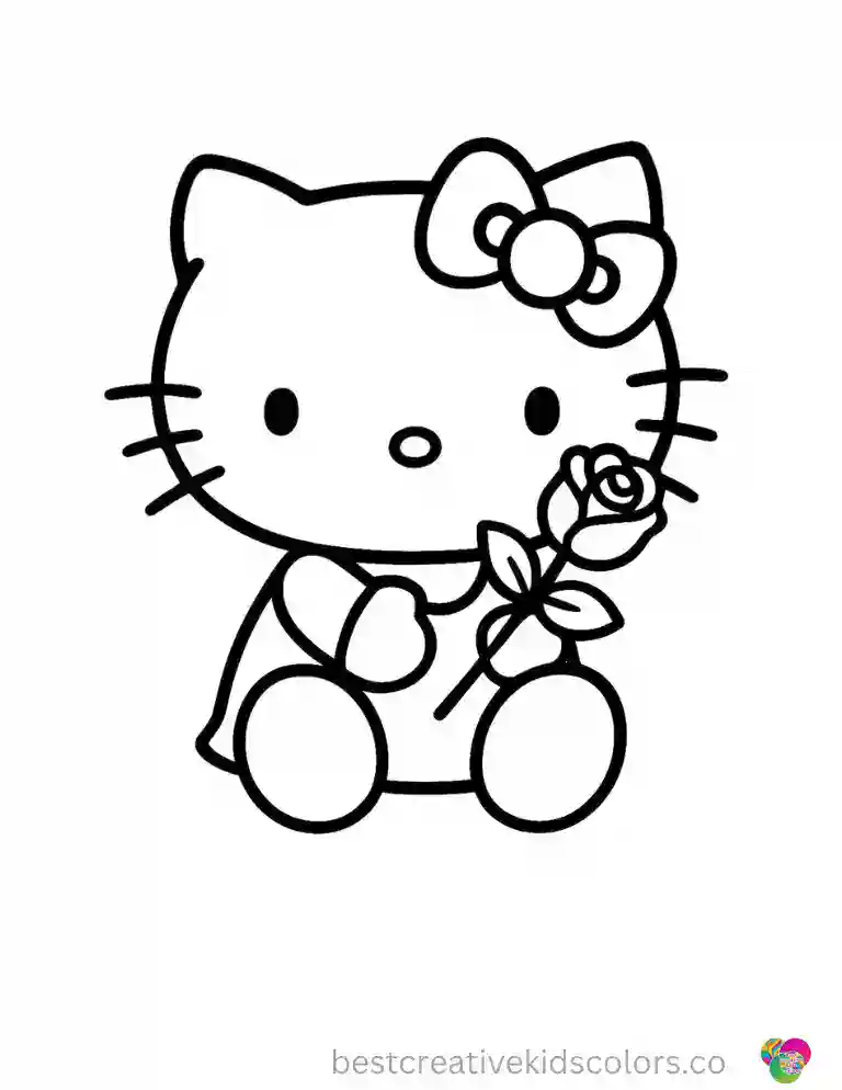Adorable Hello Kitty Valentines Day Coloring Pages Instant Download