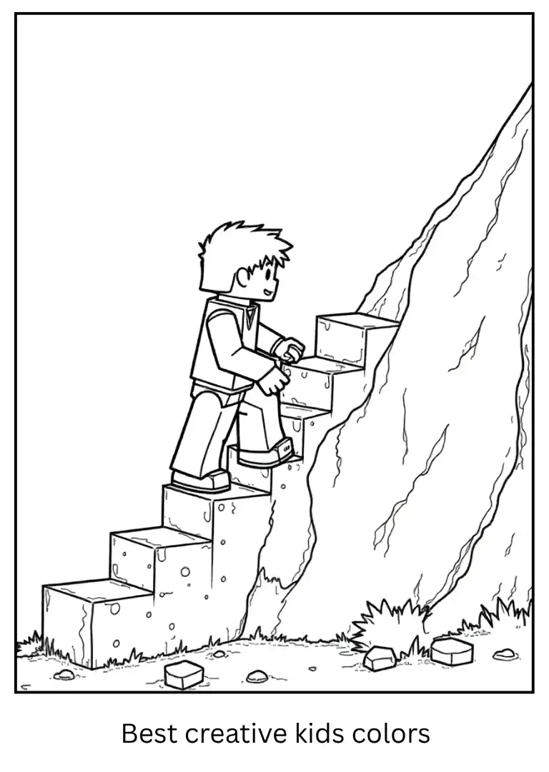 Alex Minecraft Coloring Sheet – Climbing a Mountain