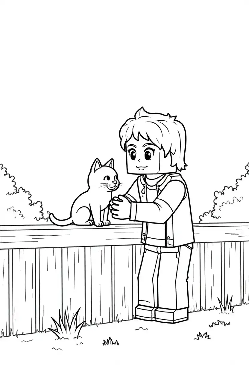 Alex with a Cat – Minecraft Coloring Sheet