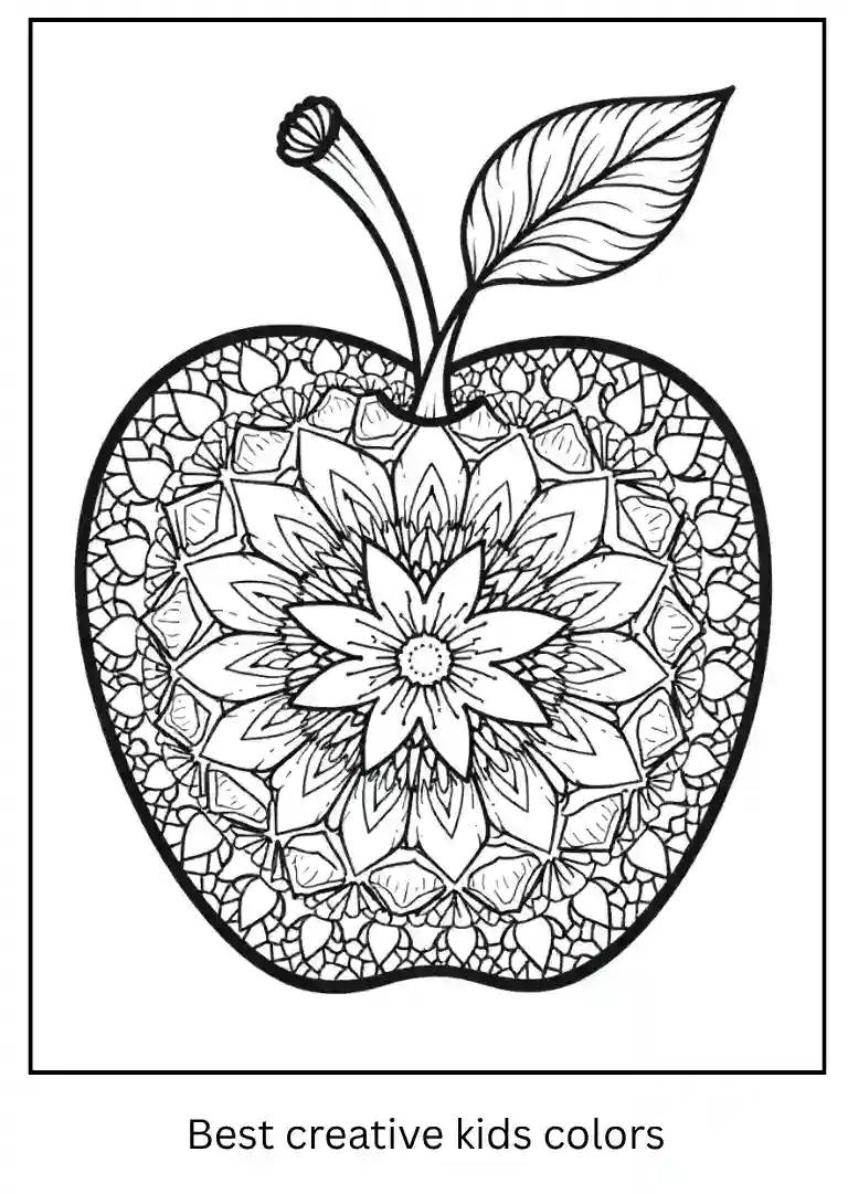 Apple Mandala Coloring Page