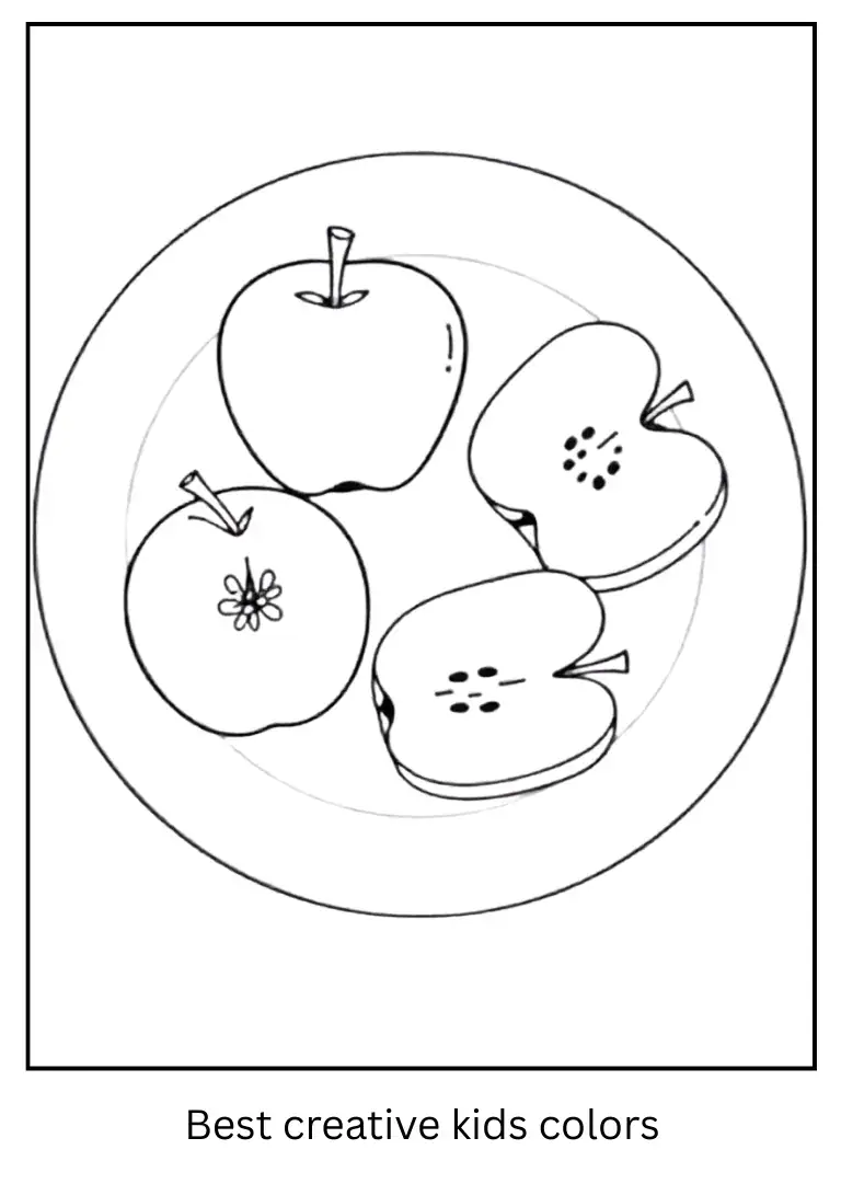 Apple Slices Plate Coloring Page